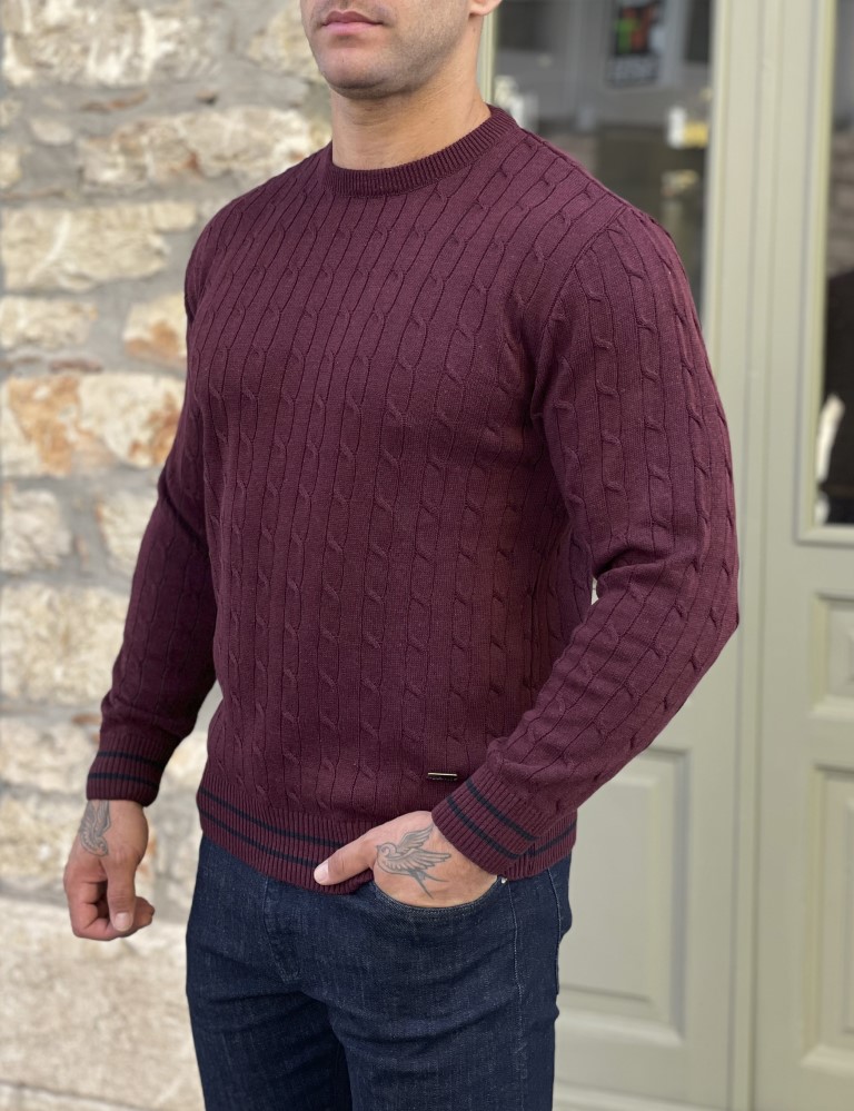 Darious ανδρικό μπορντώ πλεκτό πουλόβερ 24044K φωτογραφία